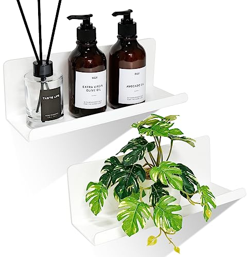 2pcs Estantes Flotantes Autoadhesivo, 30*10cm Estanterias de Pared Blancos con Cola Trasera, Estantes Flotantes de Pared Sin Taladro Acrílica, para Baño, Cocina, Sala para Decoración y Almacenamiento