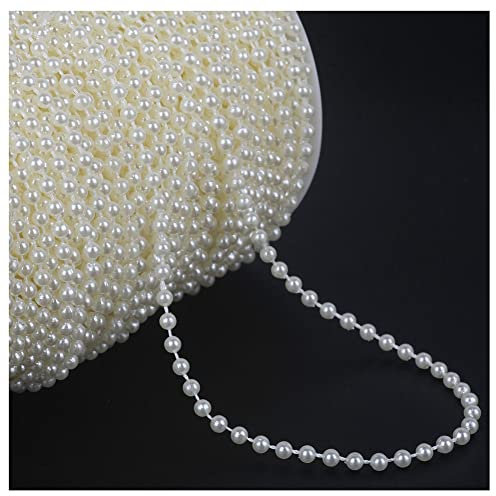 SHTGOI 5m/Rolle 4mm Perlengirlande Künstliche Perlen Kette Perlenkette Perlenband Angelschnur Kunstperlen Girlande für DIY Vorhang Haarschmuck Hochzeit Party Brautstrauß Tisch Deko 2#