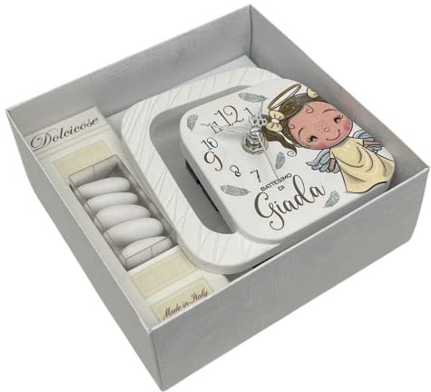 Regalami.shop bomboniera cm 11x12 in marmo di carrara personalizzata, disponibile per tutte le cerimonie, completa di tutto, prodotto made in Italy (angioletta)