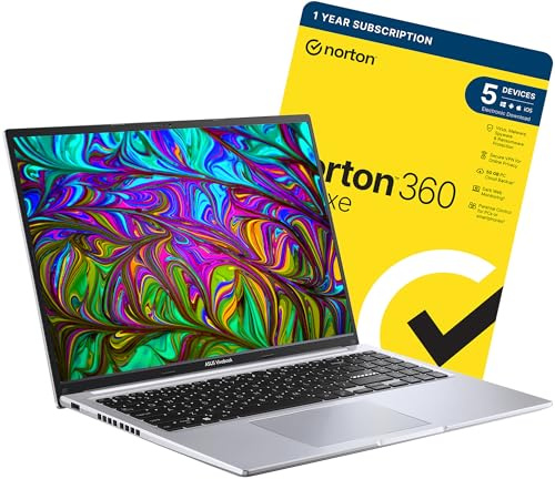 ASUS VivoBook 16 X1605ZA 16:10 300nits Laptop (Intel Core i5-1235U (12th Gen) 16GB DDR4-SDRAM 512GB SSD 16 WUXGA Windows 11 Home, Silver) includes Free Norton 360 Deluxe Antivirus Software