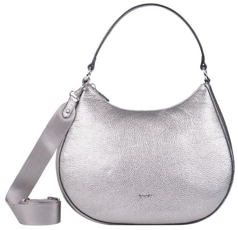 Joop! Leder Schultertasche Splendere Aja Hobo Gun silberfarben
