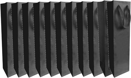 CREASTYL Ludi-Vin Lot de 10 Sacs en Papier Kraft Noir sans fenêtre pour 1 Bouteille de vin