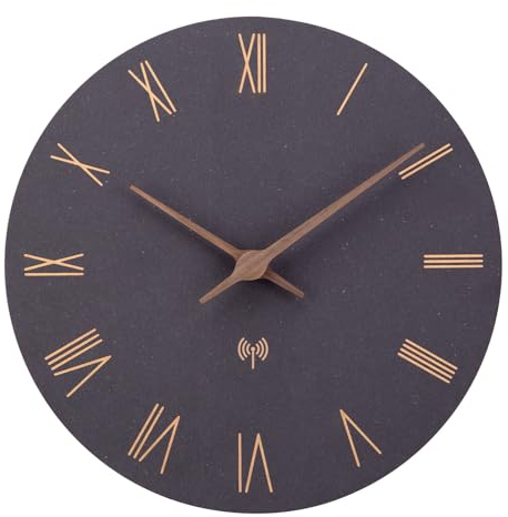 ACCSHINE Funkuhr Wanduhr MDF Holz Wanduhr Ohne TickgeräUsche Lautlos 30cm Quarz Batterie Groß Wanduhr Einfach zu Lesen für Zimmer Zuhause KüChe Schlafzimmer Büro Schule (Schwarz+numeri Romani)