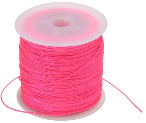 PATIKIL Nylon Satin Kordel 0.8mm x 109 Yard Rosenrot Fluoreszierend | Nylon Perlenschnur Knüpfen Kordel Kette Geflochtene Schnur, Für Armbänder Schmuck Zierrat Chinesische Knoten