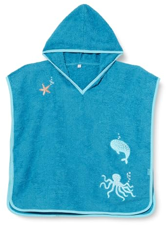 Playshoes Unisex Kinder Frottee-Poncho Bademantel Handtuch, Meerestiere, L (ab ca. 4 Jahre)