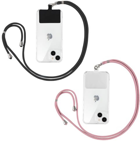 Yoedge Universal Handyband Geeignet für alle Smartphones, Einstellbar Schlüsselband Halsband Kordel zum Umhängen, Kompatibel mit iPhone/Samsung/Xiaomi/Huawei - Schwarz/Rosa