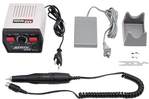 Labor Mikromotor, 65W Elektrische Jade-bohrmaschine Poliermaschine mit 2 Kohlebürsten und Fußpedal, 35000RPM Elektrische Zahnschleifmaschine