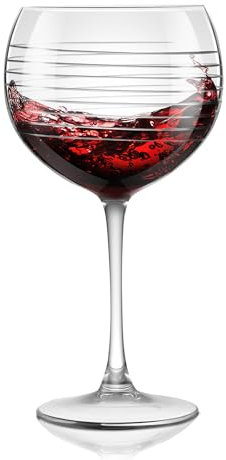 Joeyan 700ml Verres Ballon à Gin Tonic, Gravés à la Main avec Motif Rayé Goblet, Verres à vin Blanc Rouge à Pied, Verre a Cocktail, Lavable au Lave-vaisselle, Dégustation Vin, Mariage, Anniversaire