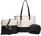 Miss Lulu Damen Handtasche Henkeltasche 3 Stück Sets, große Shopper Tote Bag, Umhängetasche mit Quaste Geldbörse mit verstellbare Schulterrie