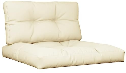 vidaXL Palettenkissen 2-TLG., Palettenpolster für Europaletten, Palettensofa Kissen Indoor Outdoor, Palettenauflage Sitzkissen Rückenkissen, Creme Stoff