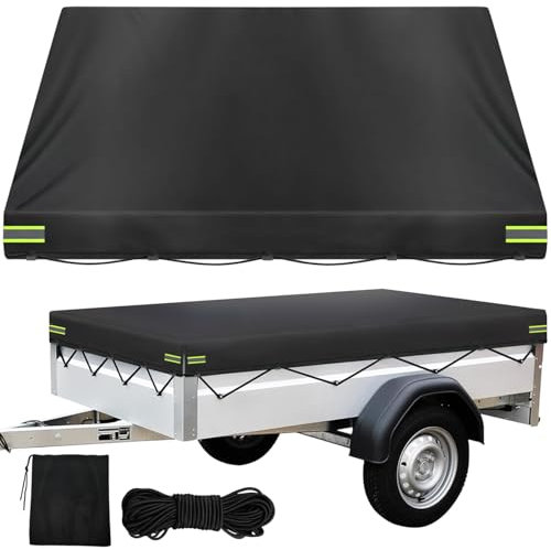 LINSOCLE Lona para remolques, 214 x 122 x 13 cm, lona para remolques, material Oxford 420D, impermeable, resistente al viento, protección solar, resistente a desgarros, para muchos coches, 750 kg