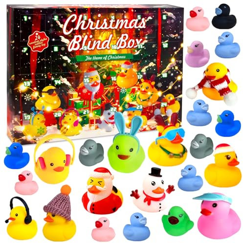 Gummi Ente Adventskalender 2024 Kinder 2 Jahre, 24 Stück Verschiedenen Niedlichen Gummi Ente, Die Adventskalender Werden für Kinder Und Kleinkinder Ausgegeben