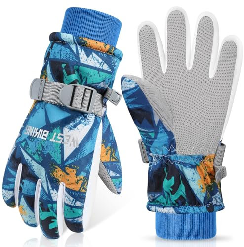 CYCLESPEED Handschuhe Kinder Winddicht Winterhandschuhe Warm Skihandschuhe Wasserdicht Kinder Handschuhe für 4-12 Jahre Mädchen Jungen Fahrradhandschuhe Kinder Outdoor Snowboarding