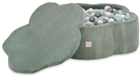 MISIOO Piscine à balles, motif floral/nuage, pour bébé et enfant, 95 x 30 cm, tissu de qualité supérieure, piscine à balles, pour bébé à partir de 1 an, avec tapis et 200 balles, parfaite pour les