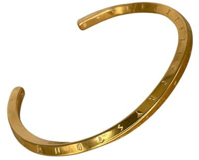 YABIS Nordischer Wikinger Armreif mit Futhark Runen, in schwarz, gold oder silber (gold, 60 mm)