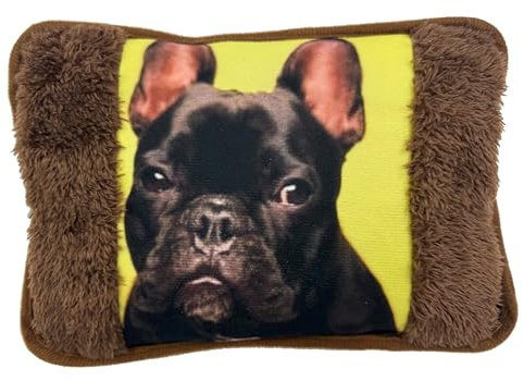Borsa Acqua Calda Elettriche con Morbida Fodera in Peluche; 500 watt;Temperatura max 75°C;utile come Scaldamani e Scaldapiedi;Ideale per Alleviare Dolori Muscolari,Dorsali e Mestruali(Marrone-Cane2)