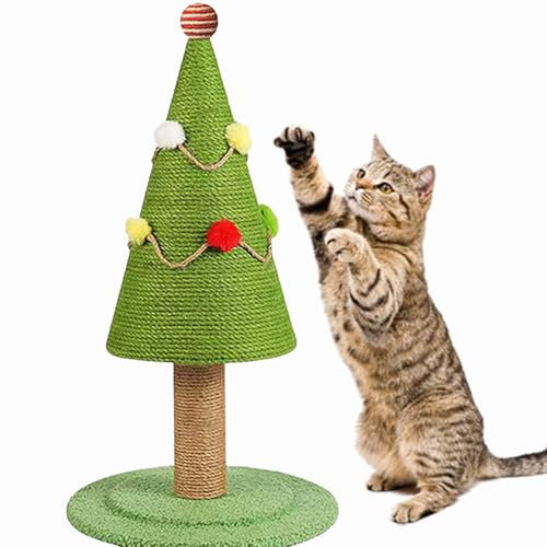 Kratzbaum Weihnachtsbaum,52/62 cm Weihnachtsbaum Kratzbaum Katze,Christmas Tree Cat Scratcher,Weihnachtsbaum Für Katzen,Kratzfest Verschleißfeste Katzenspielzeug-Kratzunterlage (52 * 30cm)