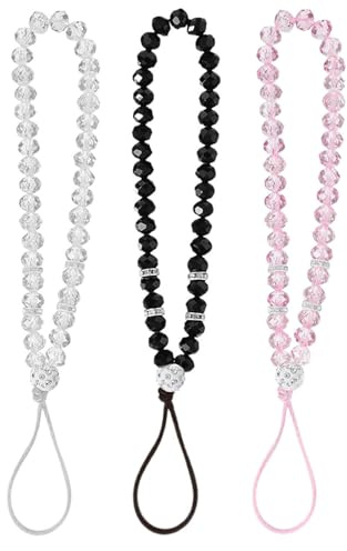 Jidyllic Handykette Universal, 3 Pcs Perlen Handykette für Frauen und Mädchen