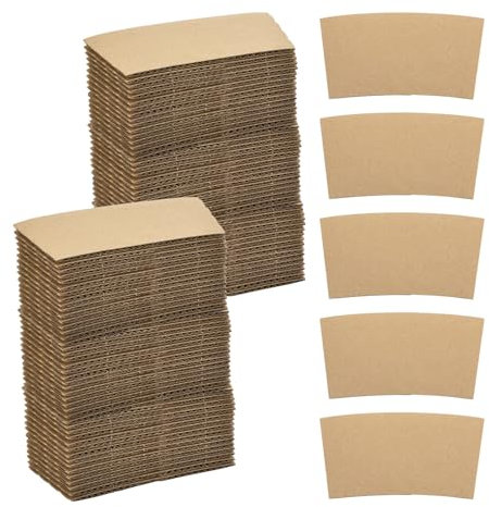 sourcing map 100pcs Disposable Coffee Cup Sleeves, Cardboard Cup Sleeves for Paper Cups Insulation Hand Protection, Hot Drink Holder for Home Office Use Brown