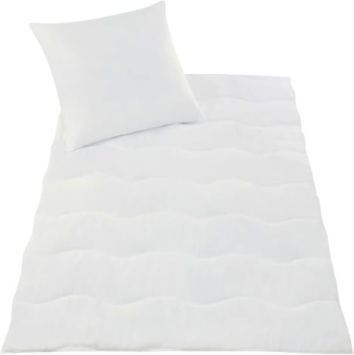 Delindo Lifestyle Bettdecke 135x200 Set mit Kissen 80x80, Steppdecke Dream, Sommer dünn leicht, Allergiker geeignet, 2er Set