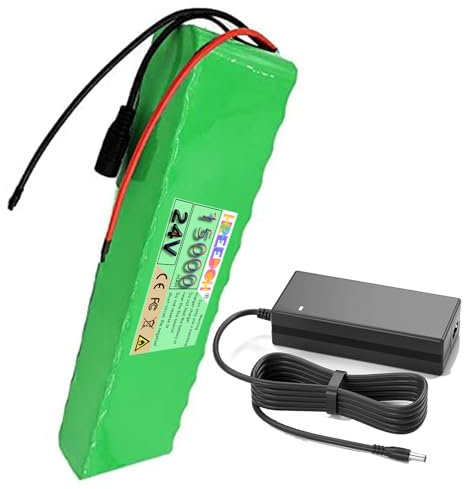 FREEDOH 24-Volt-Lithium-Akkupack, 24-V-Li-Ionen-Akku, 15 Ah, wiederaufladbarer Akku, 15000 mAh, Akku mit 2 A-Ladegerät für 0–400 W Motorkit