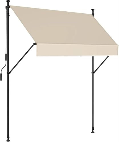 Auvent rétractable de véranda - 170 cm - Rétractable manuel - Sans vis - Pour l'extérieur - Porte extérieure - Auvent de carport - Pergola - Store à serrage rétractable