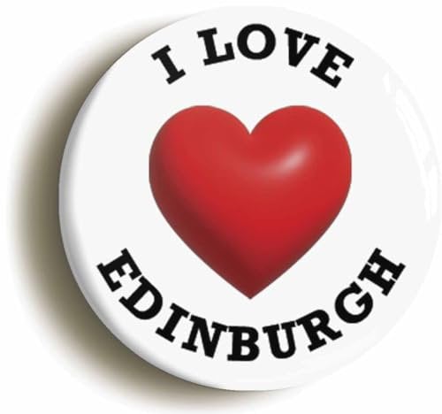 I Heart Love Edinburgh Location Fridge Magnet (Circular 2inch / 50mm Diameter)