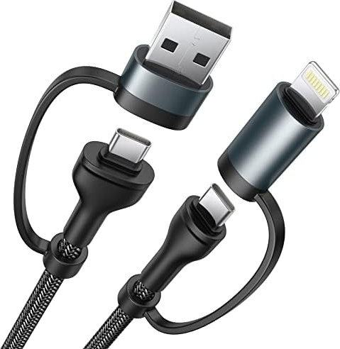 XUDUO Multi Charger Cable 4 in 1 Fast Charging,PD 60W Charging Cable Cord Lead USB A/USB C to Lightning Cable,USB A/USB C to C Cable for iPhone 16/15/14,iPad,MacBook,Samsung,Android-2M