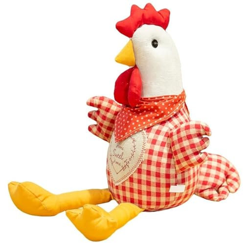 KUKUShining Hühnerplüsch, Weicher Kuscheliger Hahn Kuscheltier Haustier Plüschspielzeug Heimdekoration Geschenke for Kinder Jungen Mädchen(Red)