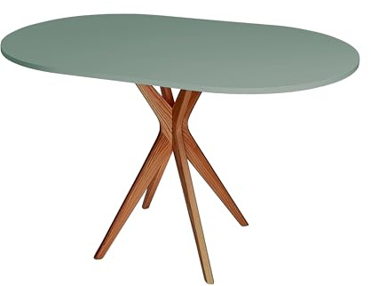 RAGABA Ovaler Esstisch klein 100x75 cm, X-Gestell, Esstich für 4 Personen, Massivholz, Modern, Platzsparend | Grün