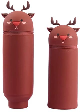 Silikon Federmäppchen Weihnachten Elch, Federmappe Weihnachten Edition, Federtasche aus Silikon für Stifte, Unisex Kapazität Mäppchen, Kawaii Federmäppchen Rentier, Weihnachts Geschenke für Kinder