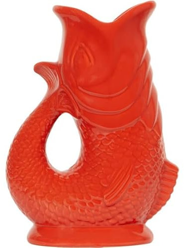 DEENZ Ceramic Koi Fish Decorative Jug Modern Look Design Multicolour with Artistic Texture for Chic Living Room Decor Freestanding 25.8x17x8Cm (Orange)