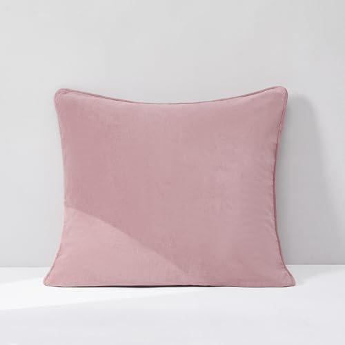 Lush Decor Chuks Collins x Terran Housse de coussin décorative en velours pour lit simple 55,9 x 55,9 cm (l x L), rose poudré – 55,9 x 55,9 cm (l x L) – Décoration d'intérieur de luxe