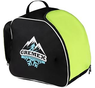 Skischuhtasche mit Helmfach Rucksack, Stiefeltasche | Wasserabweisende Tasche für Skischuhe bis Größe 47 und Helm, auch Schlittschuhe Tasche, Zubehörfach, Skischuhrucksack