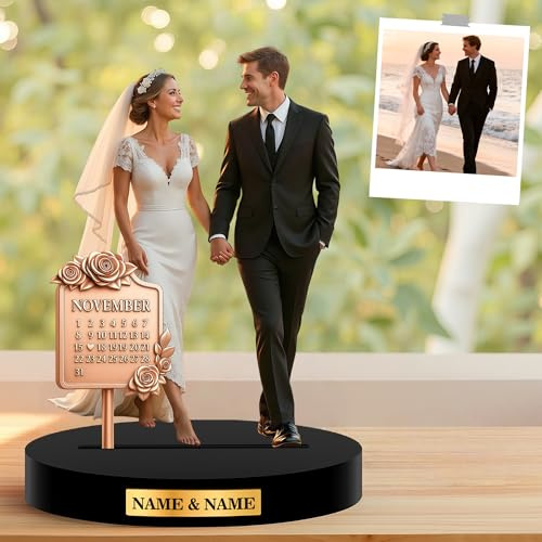 JLSKCN Personalisiert Paare Figur Schreibtischdekoration, Figure Acrylic Standing Bilderrahmen, Verlobungs Hochzeitstags Geschenk Erinnerungsporträts Personalisierte Geschenke für Frauen Männer