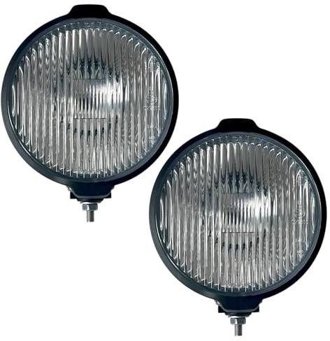 MelTruck 2x H3 Halogen Nebelscheinwerfer SET 12V 24V Universal ECE Zugelassen Rund 183mm Klar Schwarz für PKW LKW SUV