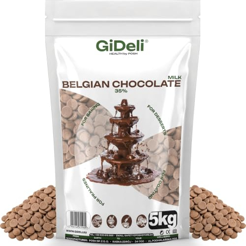 GiDeli Schokodrops Kuvertüre 5 kg - Schokolade für Schokobrunnen | schmilzt gleichmäßig ab 30 °C, Callets ohne Hacken, für Konditorei und Café, Ganache für Torten, Eiscreme