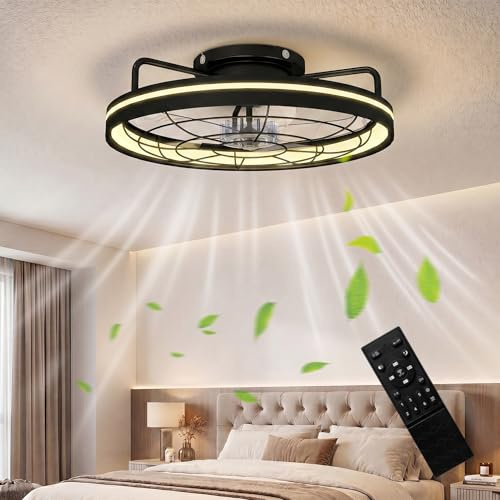 HOMCOM Deckenventilator mit Beleuchtung Fernbedienung Ø48 cm Schwarz