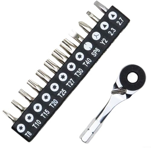 PureBowlic Compact Hex Handle Ratchet Wrench With 60-Tooth Mechanism, for CR-V Steel Screwdriver For Tight Spaces, Bike Repair And Home, 1/4'' Drive, Silver(D)