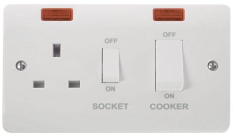 Click Mode 45A Cooker Switch With 13A Switched socket outlet With Neons CMA505