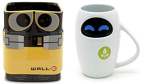 Disney Store Wall-e and Eve Ceramic 16oz 3D Mug Set by Disney