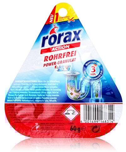 rorax Rohrfrei Power-Granulat Portionspack 60g - Wirkt sofort & löst selbst Haare auf