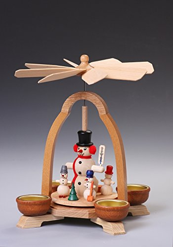 Rudolphs Schatzkiste Teelichtpyramide mit Schneemann BxHxT ca 17x25x17 cm NEU Weihnachtspyramide Holzpyramide für Teelichter Tischpyramide Teelichtpyramide
