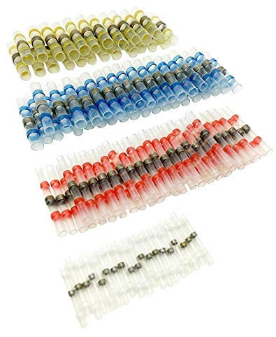 Sopoby Lötverbinder, 4 Verschiedene Größen Schrumpfverbinder Stoßverbinder Quetschverbinder Kabelverbinder,100 pcs Lötverbinder Set Sortiment