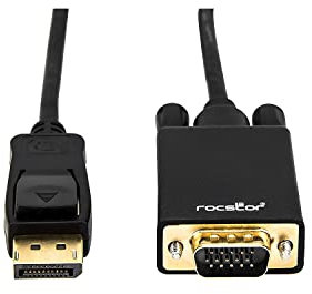 Rocstor Premium 6 Ft Displayport to VGA Cable M/Displayport to VGA Supporting 1920x1200 1080P at 60Hz - DP/VGA Cable - 6 Ft (1.83M) - Gold Platted - 1 X Displayport Digital Audio/Video - 1 X HD15 VGA