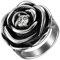 JewelryWe Schmuck Damen-Ring, Edelstahl Ring Rose Flower Blume Zirkonia CZ Gothic Silber Cast Band für Frauen - Größe 52