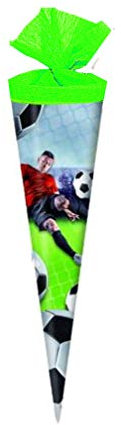Schultüte / Zuckertüte / Länge: 35cm / rund / Fußball
