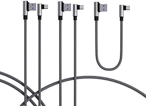 TECHGEAR USB C Cable (30cm+1m+1.5m) 90 Degree Right Angle Sync & Fast Charge Cable Compatible with Samsung S25 S24 S23 S22 S21 A16 A36 A54 5G, Pixel 9 8, OnePlus, Oppo Find X8 X5, Redmi Note, Moto etc