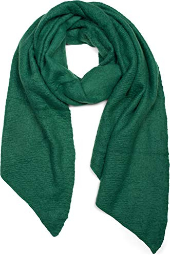 styleBREAKER Damen weicher unifarbener Web Schal in asymmetrischer Form, Winter, Stola 01017118, Farbe:Dunkelgrün