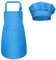 Fodlon Kids Apron and Chef Hat Set, Adjustable Children Kitchen Chef Apron with Pockets for Cooking Baking Painting 4-12 Years Old (Blue, Large)